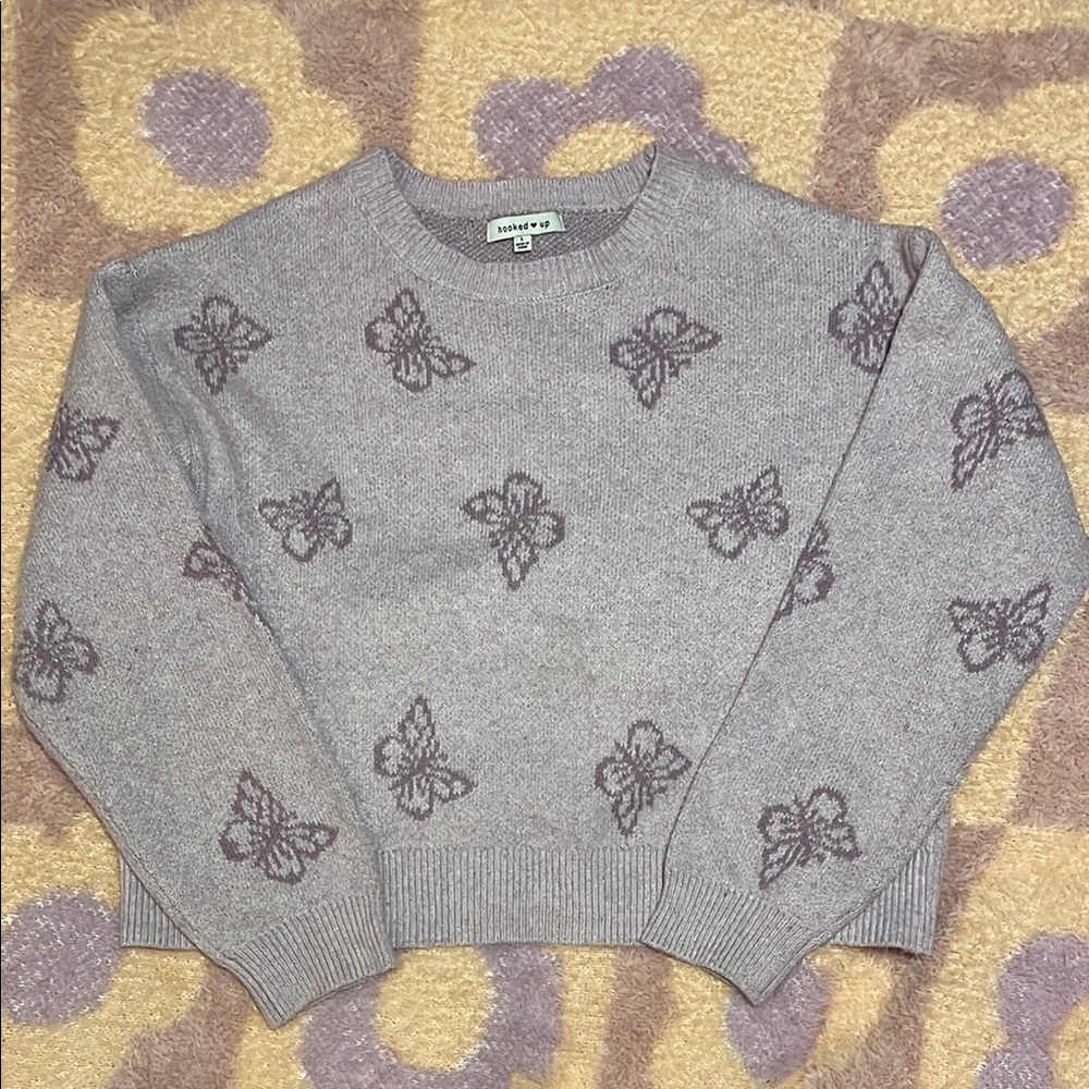 Women’s Purple Sweater with Butterfly Design